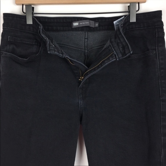 LEVI’S Jeans Mid Rise Skinny Slim Faded Black Wash Stretch Denim Plus Size 14 - Picture 3 of 13